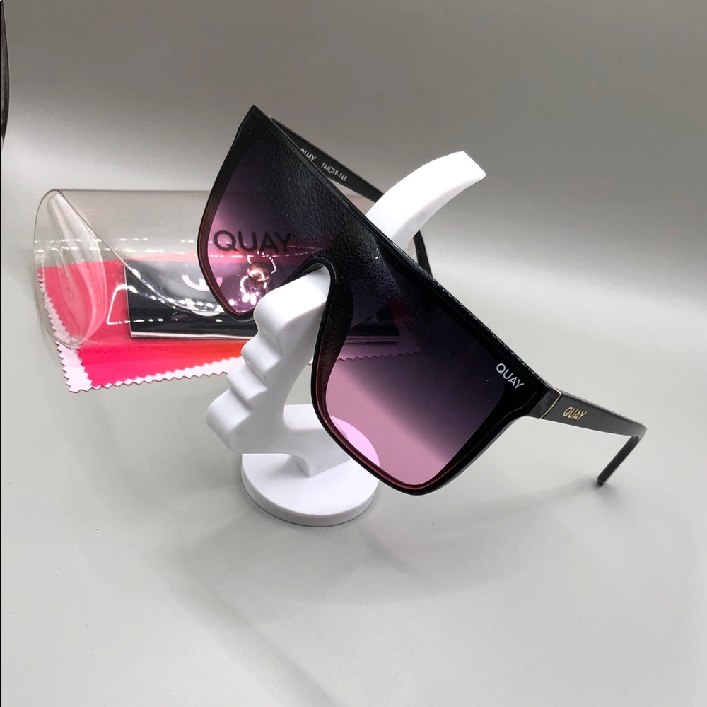 Quay Australia Nightfall Sunglasses Black Purple Gradient Shield Oversized